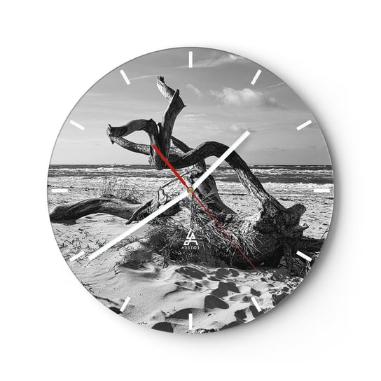 Zegar ścienny - Morska rzeźba - 40x40cm - Plaża Gałąź Piasek - Okrągły zegar ścienny - Nowoczeny Stylowy Zegar do salonu do kuchni - Cichy i Modny zegar ARTTOR