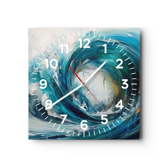 Zegar ścienny - Morski portal - 30x30cm - Ocean Fala Sztuka - Kwadratowy zegar ścienny - Nowoczeny Stylowy Zegar do salonu do kuchni - Cichy i Modny zegar ARTTOR