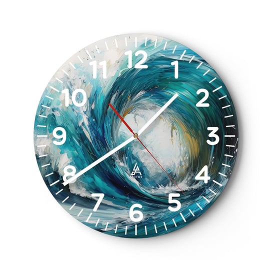 Zegar ścienny - Morski portal - 30x30cm - Ocean Fala Sztuka - Okrągły zegar ścienny - Nowoczeny Stylowy Zegar do salonu do kuchni - Cichy i Modny zegar ARTTOR
