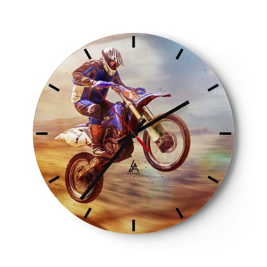 Zegar ścienny - Motocyklowy zawrót głowy - 40x40cm - Motocross Sport Motocyklista - Okrągły zegar ścienny - Nowoczeny Stylowy Zegar do salonu do kuchni - Cichy i Modny zegar ARTTOR