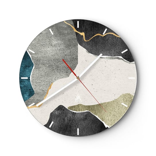 Zegar ścienny - Mozaikowa kompozycja z nitką złota - 30x30cm - Abstrakcjonizm Art Deco Sztuka - Okrągły zegar na szkle - Nowoczeny Stylowy Zegar do salonu do kuchni - Cichy i Modny zegar ARTTOR