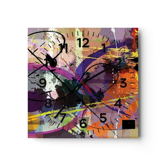 Zegar ścienny - Można wprost lub naokoło - 40x40cm - Abstrakcja Sztuka Nowoczesny Wzór - Kwadratowy zegar szklany - Nowoczeny Stylowy Zegar do salonu do kuchni - Cichy i Modny zegar ARTTOR