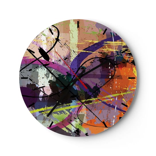 Zegar ścienny - Można wprost lub naokoło - 40x40cm - Abstrakcja Sztuka Nowoczesny Wzór - Okrągły zegar ścienny - Nowoczeny Stylowy Zegar do salonu do kuchni - Cichy i Modny zegar ARTTOR