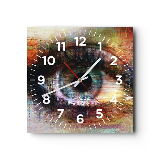Zegar ścienny - Można zajrzec w duszę - 30x30cm - Abstrakcja Oko Sztuka - Kwadratowy zegar ścienny - Nowoczeny Stylowy Zegar do salonu do kuchni - Cichy i Modny zegar ARTTOR