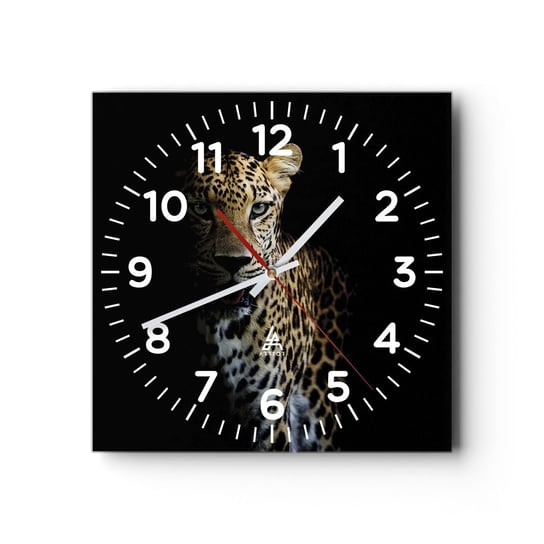 Zegar ścienny - Mroczne piękno - 30x30cm - Zwierzęta Lampart Dziki Kot - Kwadratowy zegar ścienny - Nowoczeny Stylowy Zegar do salonu do kuchni - Cichy i Modny zegar ARTTOR