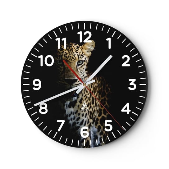 Zegar ścienny - Mroczne piękno - 30x30cm - Zwierzęta Lampart Dziki Kot - Okrągły zegar ścienny - Nowoczeny Stylowy Zegar do salonu do kuchni - Cichy i Modny zegar ARTTOR