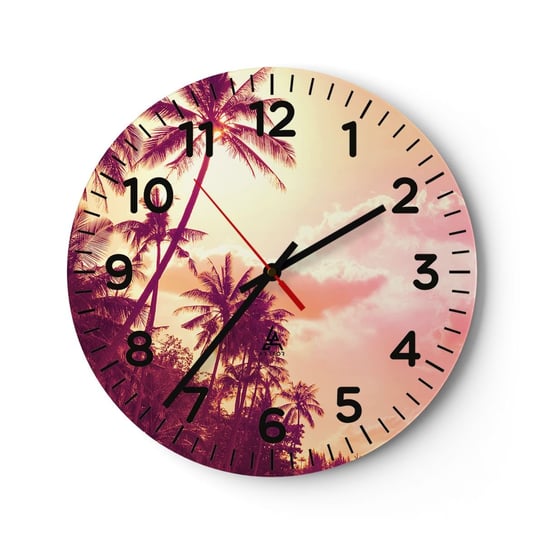 Zegar ścienny - Musisz wybrać - 30x30cm - Krajobraz Palma Kokosowa Las Palmowy - Okrągły zegar ścienny - Nowoczeny Stylowy Zegar do salonu do kuchni - Cichy i Modny zegar ARTTOR