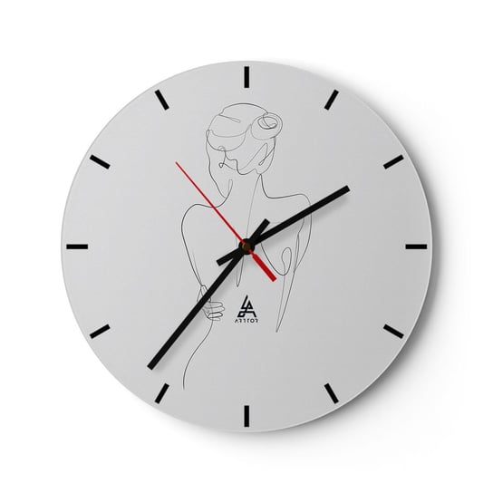 Zegar ścienny - Muzyka ciała - 30x30cm - Grafika Ciało Sztuka - Okrągły zegar na szkle - Nowoczeny Stylowy Zegar do salonu do kuchni - Cichy i Modny zegar ARTTOR