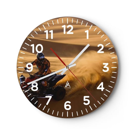 Zegar ścienny - Na falach piasku - 30x30cm - Quad Motoryzacja Pustynia - Okrągły zegar ścienny - Nowoczeny Stylowy Zegar do salonu do kuchni - Cichy i Modny zegar ARTTOR