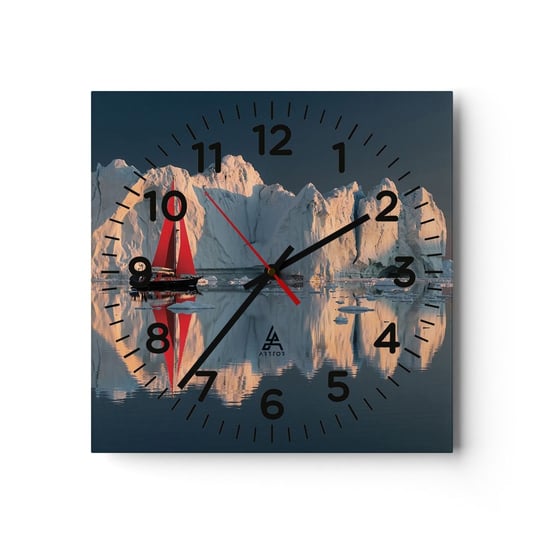 Zegar ścienny - Na krańcu świata - 30x30cm - Lodowiec Krajobraz Grenlandia - Kwadratowy zegar ścienny - Nowoczeny Stylowy Zegar do salonu do kuchni - Cichy i Modny zegar ARTTOR