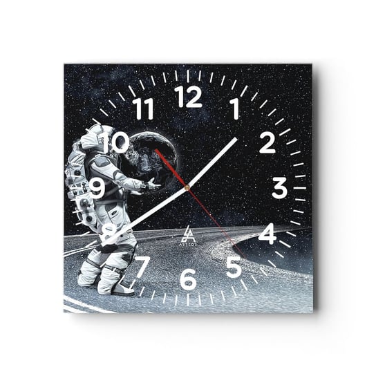Zegar ścienny - Na Mlecznej Drodze - 30x30cm - Kosmos Astronauta Fantasy - Kwadratowy zegar ścienny - Nowoczeny Stylowy Zegar do salonu do kuchni - Cichy i Modny zegar ARTTOR