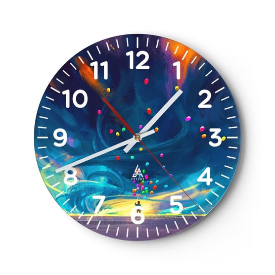 Zegar ścienny - Na niebieski wiatr - 30x30cm - Dla Dzieci Kolorowe Balony Abstrakcja - Okrągły zegar ścienny - Nowoczeny Stylowy Zegar do salonu do kuchni - Cichy i Modny zegar ARTTOR
