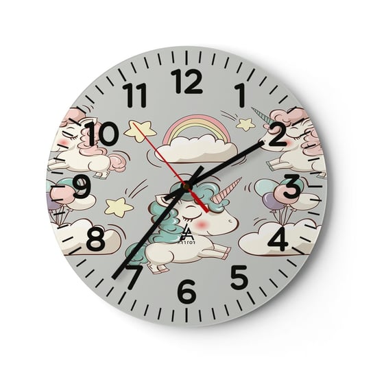 Zegar ścienny - Na pewno istnieją… - 30x30cm - Dla Dzieci Jednorożec Bajka - Okrągły zegar ścienny - Nowoczeny Stylowy Zegar do salonu do kuchni - Cichy i Modny zegar ARTTOR