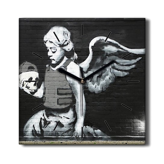 Zegar ścienny na płótnie Anioł zbroja Banksy 30x30, Coloray Coloray