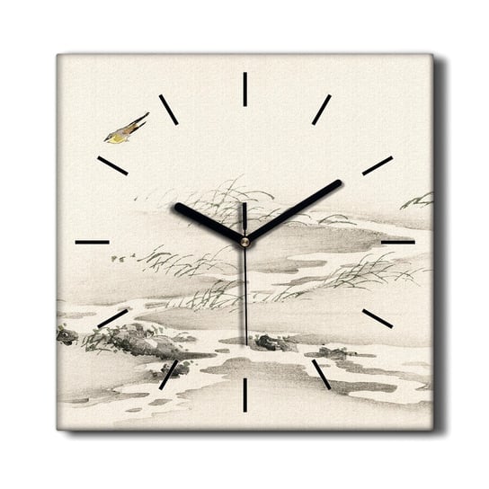 Zegar ścienny na płótnie cichy Rzeka ptak 30x30 cm, Coloray Coloray