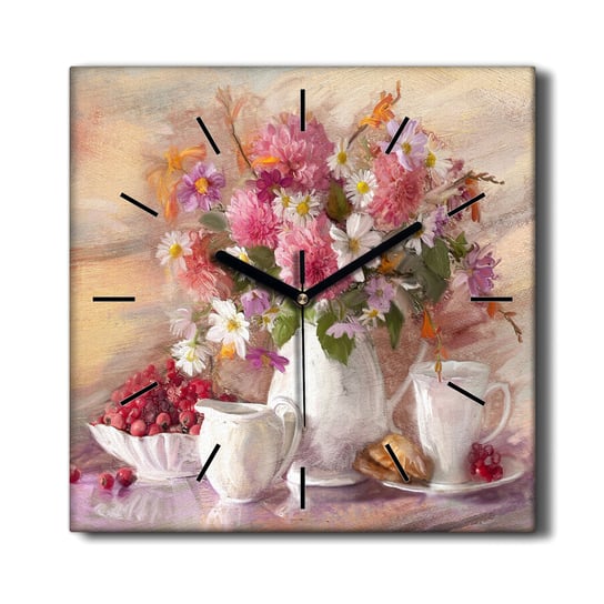 Zegar ścienny na płótnie Kwiaty filiżanki 30x30 cm, Coloray Coloray