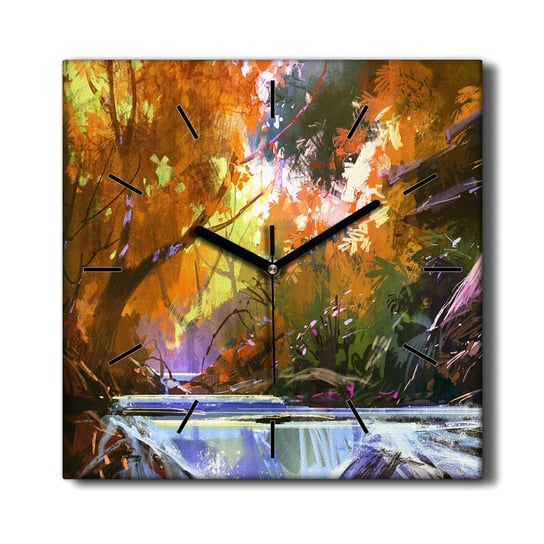 Zegar ścienny na płótnie Las rzeka przyroda 30x30, Coloray Coloray