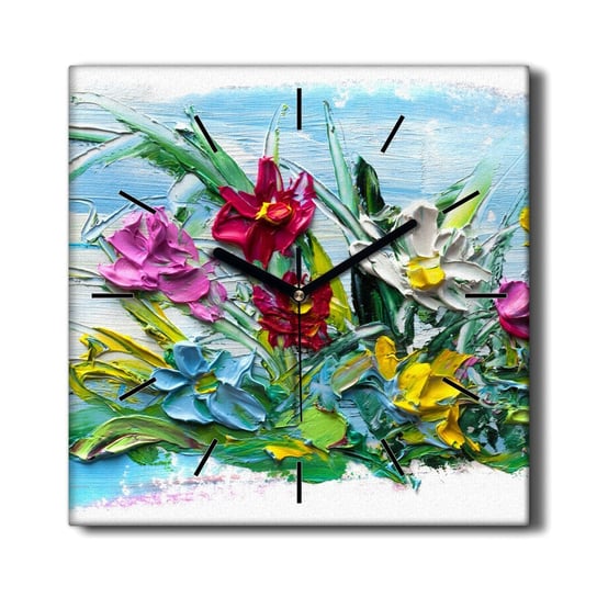 Zegar ścienny na płótnie Malarstwo kwiaty 30x30 cm, Coloray Coloray