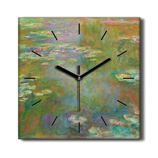 Zegar ścienny na płótnie Woda lilie Monet 30x30 cm, Coloray Coloray