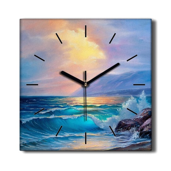 Zegar ścienny na płótnie Wybrzeże fale niebo 30x30, Coloray Coloray