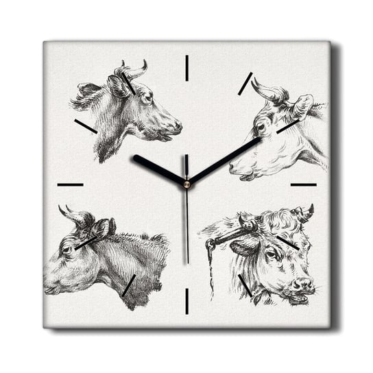 Zegar ścienny na płótnie Zwierzęta krowy 30x30 cm, Coloray Coloray