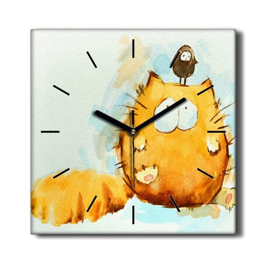 Zegar ścienny na płótnie Zwierzęta ptak kot 30x30, Coloray Coloray