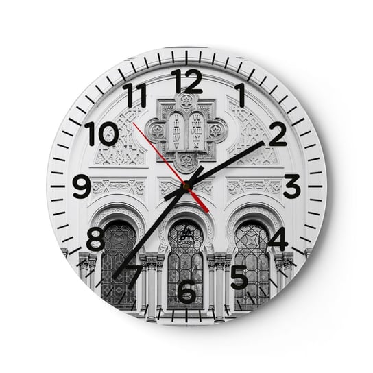 Zegar ścienny - Na pograniczu kultur - 30x30cm - Architektura Synagoga Józefów Religia - Okrągły zegar ścienny - Nowoczeny Stylowy Zegar do salonu do kuchni - Cichy i Modny zegar ARTTOR