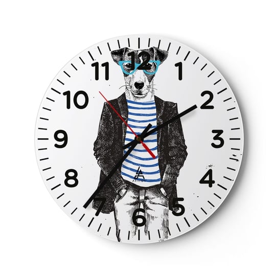 Zegar ścienny - Na psa urok - 30x30cm - Abstrakcja Mężczyzna Pies - Okrągły zegar ścienny - Nowoczeny Stylowy Zegar do salonu do kuchni - Cichy i Modny zegar ARTTOR