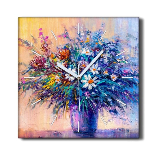 Zegar ścienny na ramie 30x30 cm Kwiaty malarstwo, Coloray Coloray