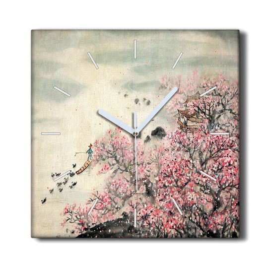 Zegar ścienny na ramie 30x30 Drzewo kwiaty kaczki, Coloray Coloray