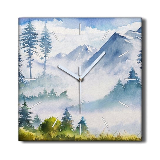 Zegar ścienny na ramie 30x30 Krajobraz góry drzewa, Coloray Coloray