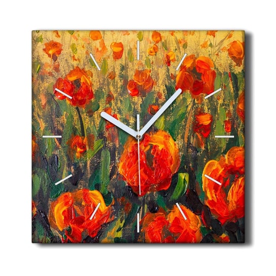 Zegar ścienny na ramie 30x30 Kwiaty rośliny maki, Coloray Coloray