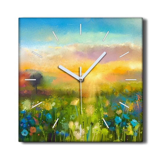 Zegar ścienny na ramie 30x30 Kwiaty zachód słońca, Coloray Coloray