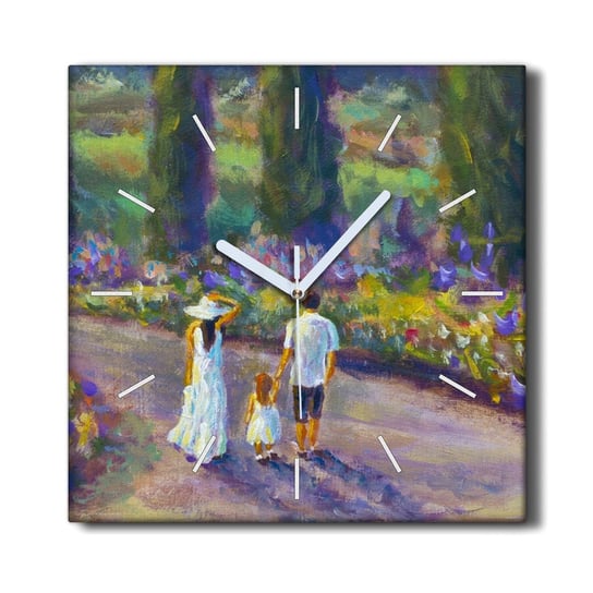 Zegar ścienny na ramie 30x30 Rodzina drzewa kwiaty, Coloray Coloray