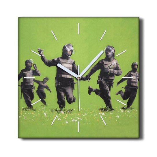 Zegar ścienny na ramie cichy 30x30 Banksy zielony, Coloray Coloray