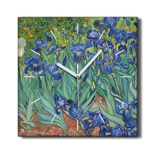 Zegar ścienny na ramie cichy 30x30 Irysy Van Gogh, Coloray Coloray
