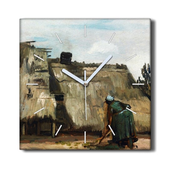 Zegar ścienny na ramie nowoczesny 30x30 Wieś domy, Coloray Coloray