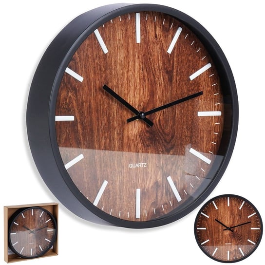 Zegar ścienny na ścianę dekoracyjny modny okrągły czarny brązowy 29,5 cm Vilde