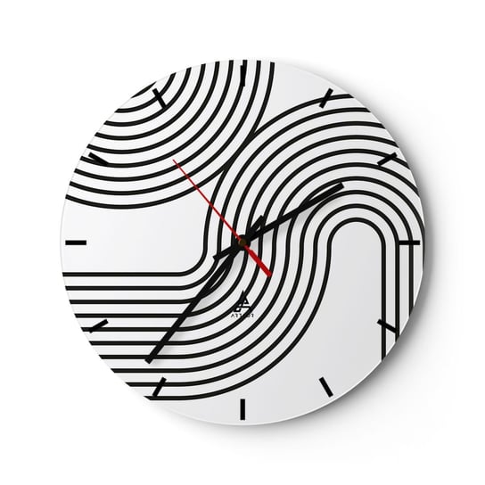 Zegar ścienny - Na zakręcie - 40x40cm - Linie Minimalistyczny Sztuka - Okrągły zegar ścienny - Nowoczeny Stylowy Zegar do salonu do kuchni - Cichy i Modny zegar ARTTOR