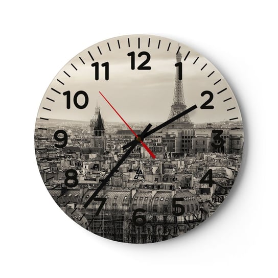 Zegar ścienny - Nad dachami Paryża - 30x30cm - Miasto Paryż Architektura - Okrągły zegar ścienny - Nowoczeny Stylowy Zegar do salonu do kuchni - Cichy i Modny zegar ARTTOR