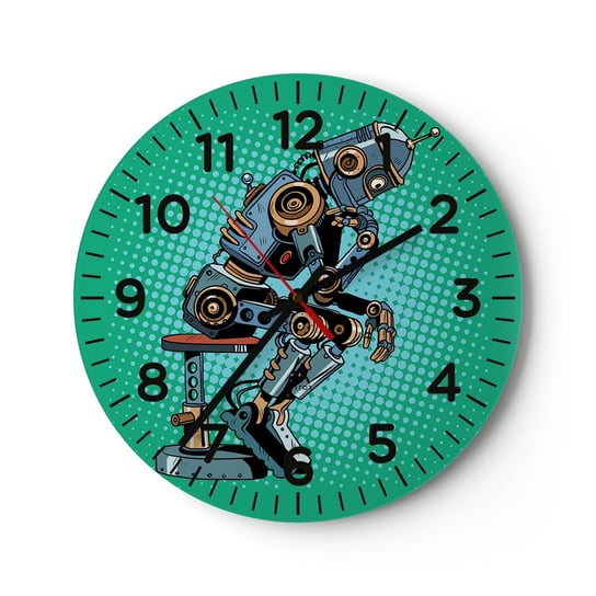 Zegar ścienny - Nad istotą bytu - 30x30cm - Abstrakcja Inteligentny Robot Dla Dzieci - Okrągły zegar ścienny - Nowoczeny Stylowy Zegar do salonu do kuchni - Cichy i Modny zegar ARTTOR