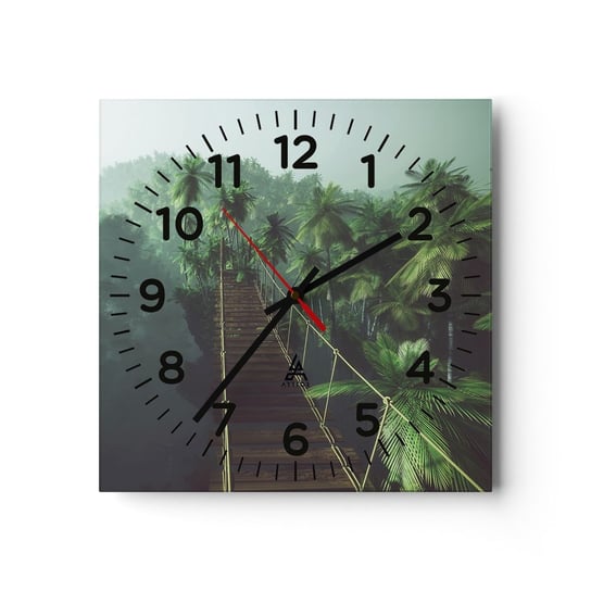 Zegar ścienny - Nad kipielą zieleni - 30x30cm - Krajobraz Dżungla Palma Kokosowa - Kwadratowy zegar ścienny - Nowoczeny Stylowy Zegar do salonu do kuchni - Cichy i Modny zegar ARTTOR