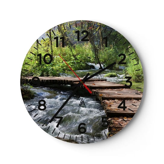 Zegar ścienny - Nad pienistą kaskadą - 30x30cm - Krajobraz Chorwacja Natura - Okrągły zegar ścienny - Nowoczeny Stylowy Zegar do salonu do kuchni - Cichy i Modny zegar ARTTOR