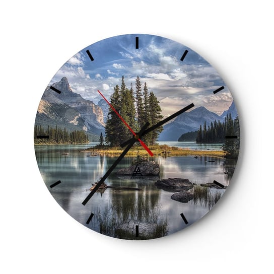 Zegar ścienny - Nad wodą wielką i czystą… - 30x30cm - Krajobraz Góry Natura - Okrągły zegar na szkle - Nowoczeny Stylowy Zegar do salonu do kuchni - Cichy i Modny zegar ARTTOR