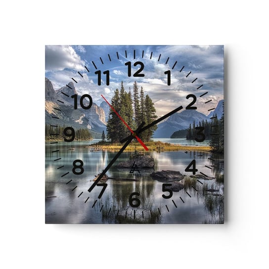 Zegar ścienny - Nad wodą wielką i czystą… - 40x40cm - Krajobraz Góry Natura - Kwadratowy zegar szklany - Nowoczeny Stylowy Zegar do salonu do kuchni - Cichy i Modny zegar ARTTOR