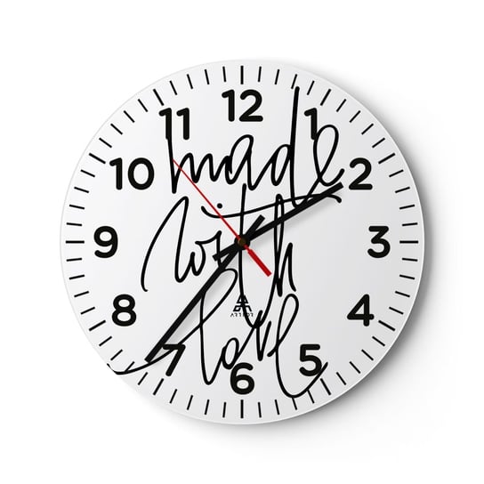 Zegar ścienny -  Najlepsza marka - 30x30cm - Typografia Afirmacja Maksyma - Okrągły zegar ścienny - Nowoczeny Stylowy Zegar do salonu do kuchni - Cichy i Modny zegar ARTTOR