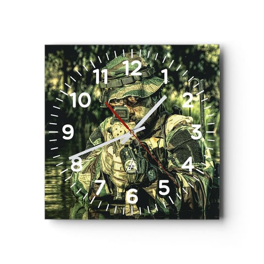 Zegar ścienny - Najlepszy z najlepszych - 30x30cm - Militaria Żołnierz Karabin - Kwadratowy zegar ścienny - Nowoczeny Stylowy Zegar do salonu do kuchni - Cichy i Modny zegar ARTTOR