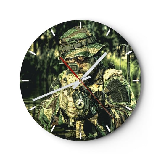 Zegar ścienny - Najlepszy z najlepszych - 40x40cm - Militaria Żołnierz Karabin - Okrągły zegar ścienny - Nowoczeny Stylowy Zegar do salonu do kuchni - Cichy i Modny zegar ARTTOR