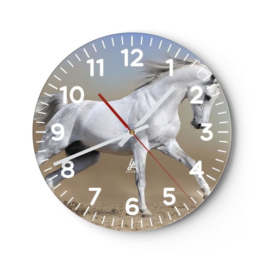 Zegar ścienny - Najpiękniejsza arabska baśń - 30x30cm - Koń Zwierzęta Galop - Okrągły zegar ścienny - Nowoczeny Stylowy Zegar do salonu do kuchni - Cichy i Modny zegar ARTTOR