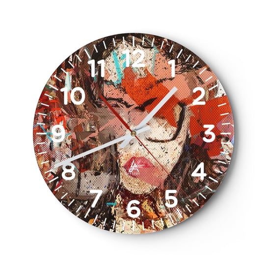 Zegar ścienny - Naprawdę, jaka jesteś, nie wie nikt - 30x30cm - Abstrakcja Portret Kobiety Grafika - Okrągły zegar ścienny - Nowoczeny Stylowy Zegar do salonu do kuchni - Cichy i Modny zegar ARTTOR